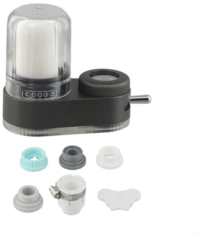 Drivstraw Tap Water Purifier Filter for Faucet – Shower Head & Kitchen Tap Filter with 2 Replacement Cartridges, ABS Shell, 112.5 x 115.3 mm, Washable & For Easy Install