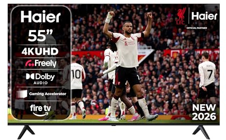 Haier 55 K85GUF 4K Ultra HD Smart TV with Fire TV, Freely, Dolby Audio, MEMC, Gaming Accelerator, HDR10, Bluetooth, HDMI 2.1 | Dolby Audio, MEMC, Gaming Accelerator, HDR10, Bluetooth, HDMI 2.1 [2026]