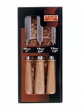 Bahco - Jeu de 3 ciseaux à bois poignée bois 12, 18 et 25 mm - 425-081