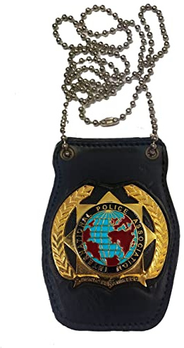 Piel Cabrera Soporte Police IPA (placa incluida), Black, Americano