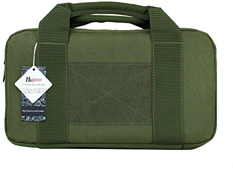 Huijukon Pistolentasche Waffentasche Kurzwaffentasche Taktische Tasche Range Bag für Pistolen und Revolver, Sowie Zubehör (Grün)