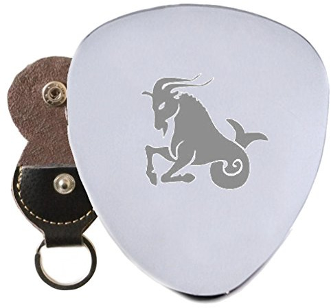 Steinbock Sternzeichen Stahl Gitarre Plektrum Graviert In Schlüsselanhänger Halter