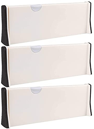 ASelected 3 x Expandable Drawer Dividers Adjustable Deep Drawer Organizer Set Suitable for Kitchen Bathroom Bedroom Office and Dresser Desk White (Pack of 3)