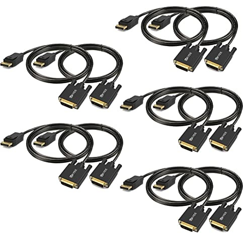 UKYEE Displayport to DVI Cable 6ft 10-Pack, Display Port (DP) to DVI Adapter Cord Male to Male Compatible with Computer,Laptop,PC,Monitor,Projector,HDTV -Black