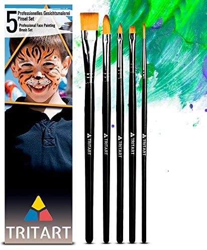 Tritart Piezas Pinceles Maquillaje Infantil - Set de 5x Brochas para Maquillaje de Carnaval de Niños Halloween Teatro