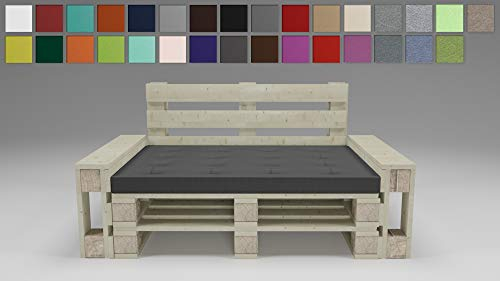 Rollmayer Palettenkissen mit Steppung Auflage für Europaletten Indoor und Outdoor Palettenpolster Kollektion Vivid (Grafit 33, Sitzkissen, 120x80x8cm)