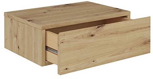 CARO-Möbel Hängender Nachttisch Anne mit Schublade, Asteichefarben - griffloses öffnen & platzsparend durch Wandmontage, robuste Spanplatte
