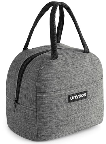 unycos - 7L Kühltasche, Lunch Bag, Thermotasche mit Folienfutter, Lunchtasche Isoliert, Regenjacke, Leichte, Einfache Reinigung, Lunchbox Tragbar, Tasche Arbeit Reisen Büro Picknick (Dunkelgrau)