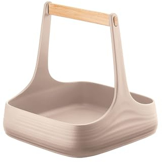 Guzzini - Tierra, ALL TOGETHER, Organizzatore da Tavola in Plastica Riciclata e Legno - Grigio Tortora, 22x22xh22,5 cm - 179300158