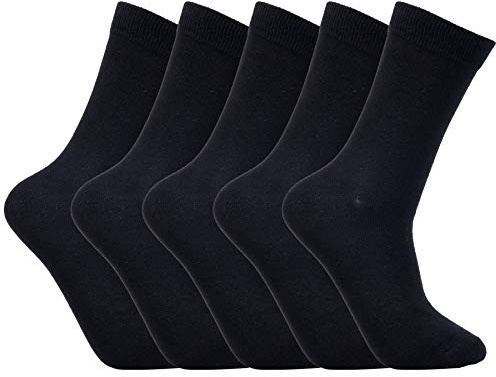 Laulax 5 Pairs Finest Combed Cotton Smooth Seamless Toe Boys School Socks (3-16 Years), Black, Charcoal, Navy…