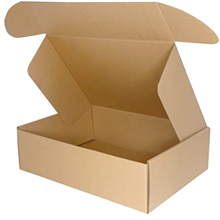 PACK4YA 360 × 260 × 103 mm (14 tum x 10 tum) små paket postlådor kunglig post PiP korrugerade kartonglådor för postning brun postlåda för småföretagslagring, presentförpackning (10 st)
