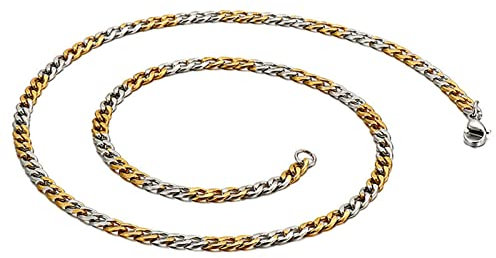 ANAZOZ Kette Herren Edelstahl 50 cm, Halskette für Anhänger Herren Panzerkette Silber 4mm Breit