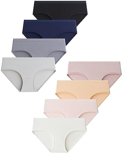 Domee Teen Girls Knickers Cotton Underwear Pants Briefs Panties Pack of 8 Solid Colour 13-14 Years (Manufacturer Size L) (UWR004-L)