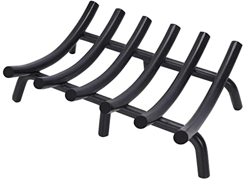 Fireplace Grate 17 Inch Solid Round Steel 3/4 Bar Heavy Duty Firewood Stove Log Holder Rack Grates Wrought Cast Iron Indoor Outdoor Camping Chimney Hearth Wood Burning Fireplace Accessories Tools