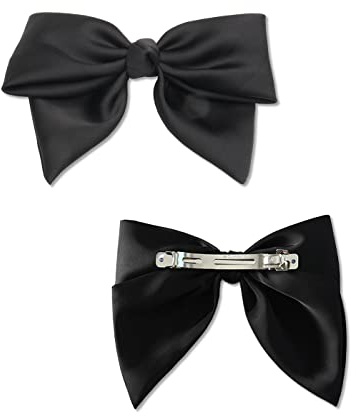 2 Stück große Rosettenknoten-Haarklammern Frauenfranzösischer Haarspangenschliff schwarz mit Schleife eleganter Mädchenhaarschmuck