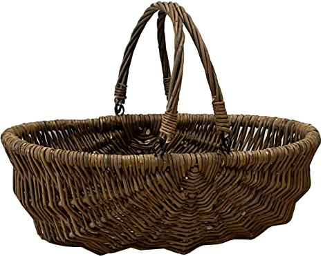 Selections Natural Willow Garden Trug Storage Harvesting Basket with Folding Handles