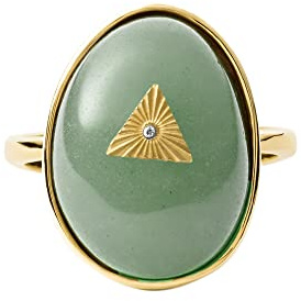 Fossil Damen-Damenring Edelstahl Aventurin 50, Grün 88329031