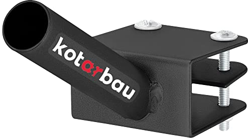 KOTARBAU® Support de drapeau 1 compartiment pour une hampe - Montage sur balustrade - 170 mm - Revêtement par poudre - Noir