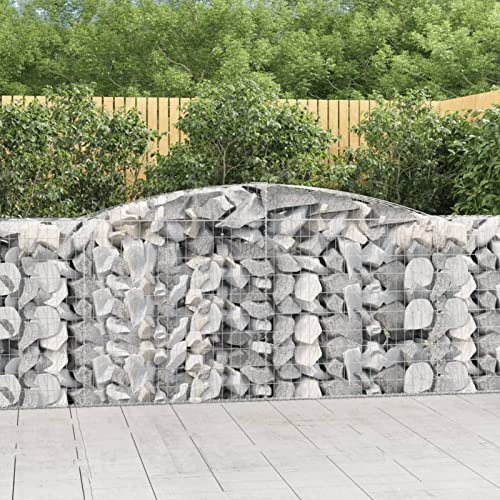 GuyAna Gabionen mit Hochbogen 2 STK. 400x50x100/120cm Verzinktes Eisen WasserzapfsäUle Garten Pflanzsteine Beton Garten Stapelbar Gabionen Zaun Gabionen ZaunGabionen