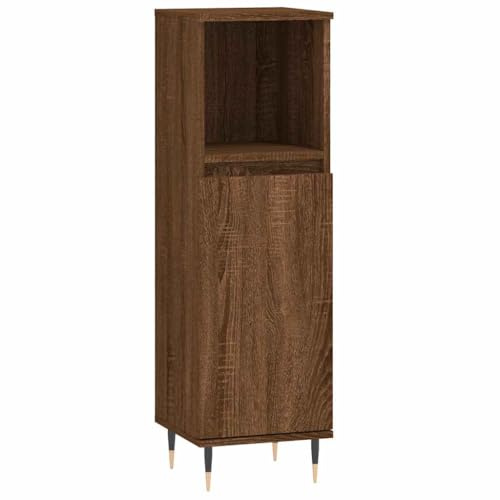 vidaXL Badschrank, Badezimmerschrank mit viel Stauraum, Badkommode mit Eisenbeinen, Aufbewahrungsschrank Bad Badezimmermöbel Badmöbel, Braun Eichen Optik Holzwerkstoff