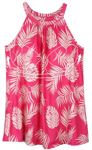 Women Sleeveless Padded Tank Tops with Built in Bra for Summer Loose Fit Shirt Top for Daily Pink Print L