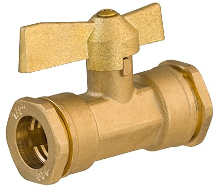 Vanne polyéthylène laiton Ø20 | pour l'alimentation en eau potable | 6 pans pour un serrage confortable à l'aide de clés plates, raccord ACS (Attestation de Conformité Sanitaire) NOYON & THIEBAULT
