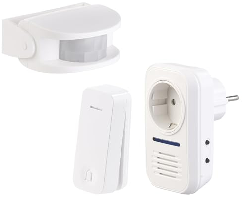 CASAcontrol Zubehör zu Türklingel Set: Steckdosen-Funkklingel-Set mit kinetischem Taster und Bewegungsmelder (Türklingel-Komplett-Set, Kabellose Klingel, Alarmanlage)