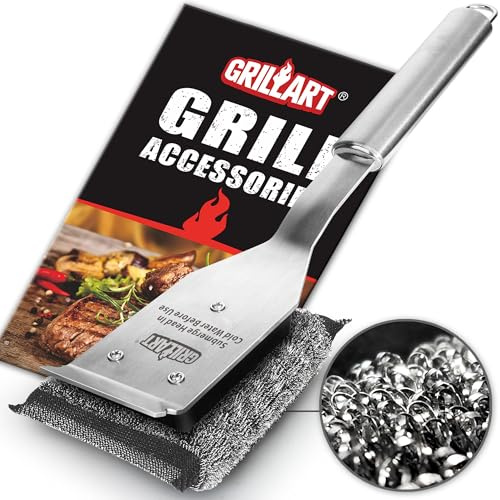 GRILLART Grill Brush Bristle Free, Safe Grill Brush for Outdoor Grill, SteamWizards BBQ Grill Cleaning Brush Kit, Replaceable Head Grill Scraper Tool, Grill Cleaner BBQ Accessories, Gifts for Men/Dad