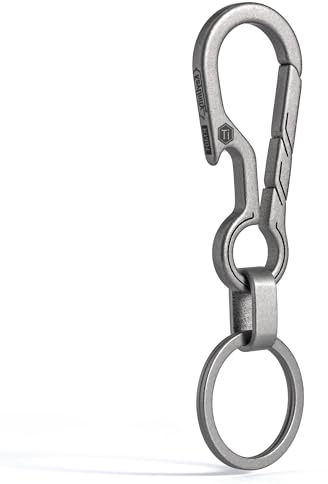 KeyUnity KM01 Titanium EDC Keychain Clip with Bottle Opener, Quick Release Carabiner Key Ring Holder