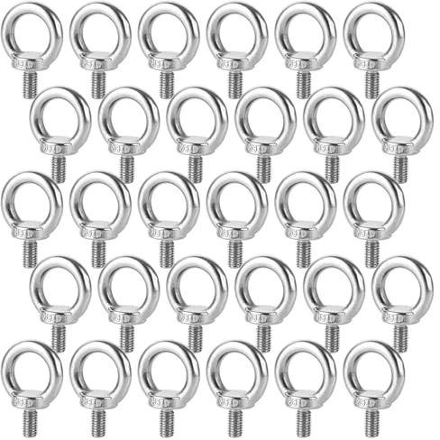 LDXDRU 30 Stück 304 Ringschraube M8 Edelstahl, Augenschraube Ringösen, Runde Ringschrauben Ösenschraube M8, Ringbolzen Ösenschrauben für Rolle des Befestigens und Hängens