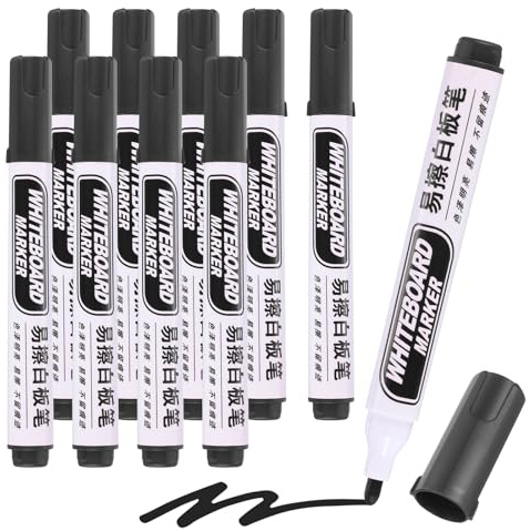 M&G Torra raderbara markörer, 10-pack enkla att radera whiteboard-markörer låg lukt whiteboard markör märkpennor med fin spets för klassrum kontor möte hem, svart