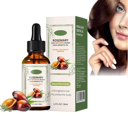 Huile pour la Pousse des Cheveux à Huile de Batana et Huile de Romarin, Serum Pousse Cheveux, Nourrit Le Cuir Chevelu, Réparer les Pointes Fourchues, Stimule La Croissance Des Cheveux