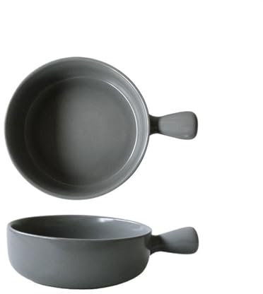 Plat à Four Bol de riz cuit au four de 500ML, bol à salade de fruits en céramique, cuisson à poignée unique, poêle de cuisson, bol de petit déjeuner domestique, assiette Plat à Gratin(Grigio)