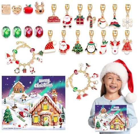 Adventsbox für Schmuck - Adventsset für Bettelarmbänder 22-teilig - Set zur Schmuckherstellung | Stilvolles Armband zum Countdown Kalender von Na