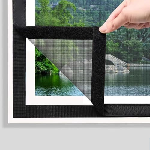 Gatos Ventanas Antimoscas 160x180cm Negro Fiberglass Ventanasde la Pantalla de Insectos Mosquitera para Ventanas Cortina Mosquitera para Ventanas