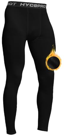HYCOPROT Calzoncillos Térmicos para Hombre Mallas Termicas Largos Pantalon de Invierno Funcionales Calzoncillos de Esquí Ropa Interior Polar Caliente Hombre (Negro, XXL)