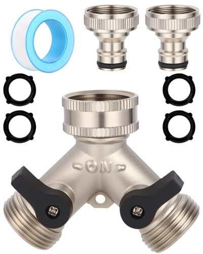 TIDEVAN 3/4 2 Voies Raccord en Y Répartiteur de Robinet Y-Distributeur 3/4 Pouces Argenté Robinet Double Machine a Lave Raccord en Y pour Jardin Potager Extérieur Machine a Laver