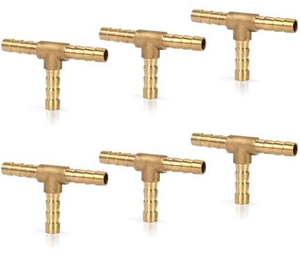 Raccordo Portagomma in Ottone, Raccordi per Tubi Diritti, 6 pezzi 6 mm (0.24in), Raccordos per Tubo Flessibile con Ugello a 3 Vie per Gas Acqua Carburante Diesel Olio