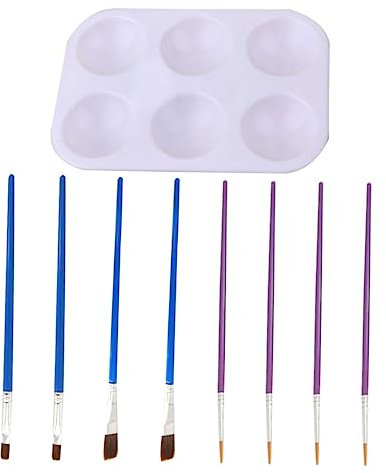 CIMAXIC Building Models Craft Coloring Brush Set 9pcs Brush Palette Model Paint Kit Mixing Plate