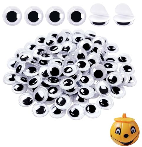 200 Pezzi Occhi Adesivi Rotondo Plastica Mobili Autoadesivi occhi oscillanti autoadesivi Eyes in plastica,Occhi Mobili Giocattolo Autoadesivi Rotondi 20mm Nero Bianco Plastica DIY