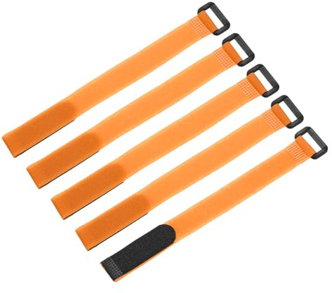 sourcing map 5 Pcs Reusable Battery Tie Down Straps 20mm x 25cm Nylon Multipurpose Battery Hold Down Adjustable Cinch Strap Hook Loop Fastening Tie for Quadcopters FPV RC Drone Boat Car, Orange