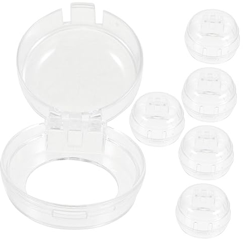 6 Stück Kindersichere Knopfabdeckungen für Runde Geräteknöpfe | Kunststoff, Transparentes Design, Einfache Montage, Passend für Haushalt und Waschmaschine