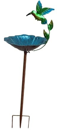 jojomis Vogeltränke aus Metall für den Außenbereich, freistehend, 3 Zinken Boden, Vogelfutterschale, Gartendekoration, 28 cm Durchmesser, 100 cm Höhe
