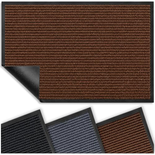 Decorator HOME Fußmatte Braun 80x120 cm – Robuste, rutschfeste Schmutzfangmatte für Innen- und Außenbereich - saugfähige Türmatte aus Polypropylen und PVC