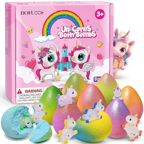Unicorno Bombe da Bagno con Giocattoli a Sorpresa all’interno, 9 Bombe da Doccia con Bolle per Bambini, Regali di Compleanno, Calendario dell’Avvento 2025, Regali di Natale per Ragazze (36+ Mesi)