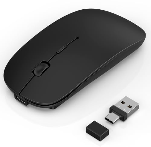 Azmall Mouse Wireless Bluetooth 5.2/3.0 e ricevitore USB-A/tipo C 2 in 1, Mouse silenzioso Con modalità jiggler