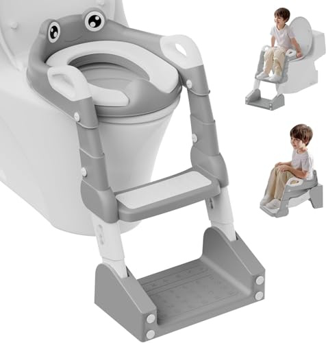 Toilettensitz Kinder mit Treppe,2 IN 1 Toilettensitz Kinder,Upgraded Kindertoilette für Jungen und Mädchen,Toilettentrainer für Kinder,Klositz für Kinder,WC Sitz Kinder
