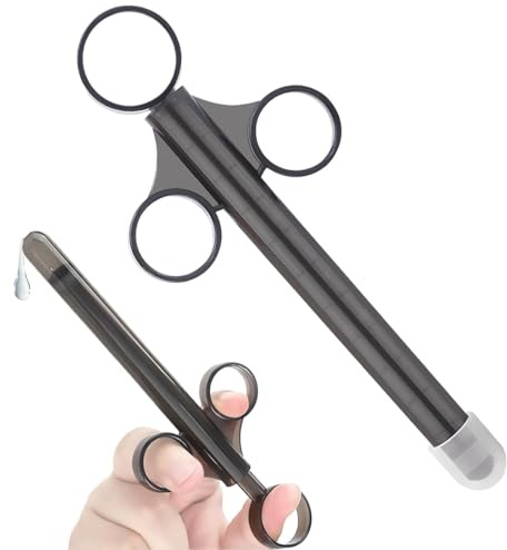 XPEX 2 Pièces lubrifiant Applicateur Portable, Irrigateur, Pour le Vagin et l'anus Homme et Femme,Avec Anneau de Traction et Prise pour les Doigts (Noir)