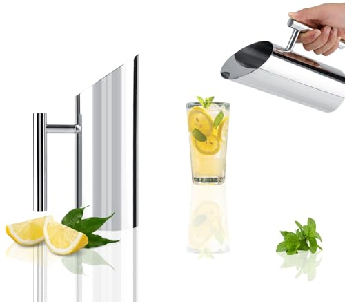 Rankomu Edelstahl Wasserkrug 1.0L mit Eisstopper – Krug für Kalte Getränke, Tee, Saft – Elegante Karaffen für Haushalt, Hotel, Bar (1000 ML)