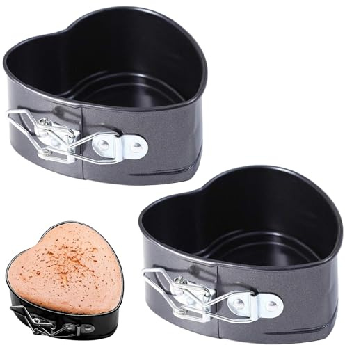 Jiavlyx 2 Piezas Molde Repostería Corazón, Molde de Tarta en Forma de Corazón, Molde Tarta Desmontable, Molde Corazón Desmontable Antiadherente, Para Reposteria, Pasteles, Tartas Pastel, Queso